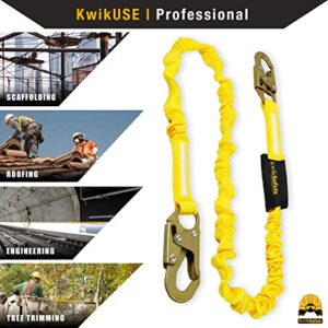 KwikSafety - Charlotte, NC - Rattler [1 Pack] Internal Shock Absorber Single Leg 6ft Safety Lanyard OSHA ANSI Fall Arrest Protection Equipment Snap Hooks Construction Arborist Roofing