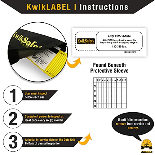 KwikSafety - Charlotte, NC - Rattler [1 Pack] Internal Shock Absorber Single Leg 6ft Safety Lanyard OSHA ANSI Fall Arrest Protection Equipment Snap Hooks Construction Arborist Roofing