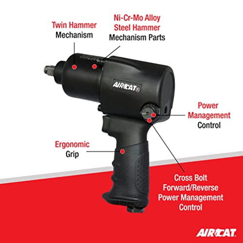 AirCat Pneumatic Tools 1431: 1/2-Inch Impact Wrench 1,000 ft-lbs - Standard Anvil