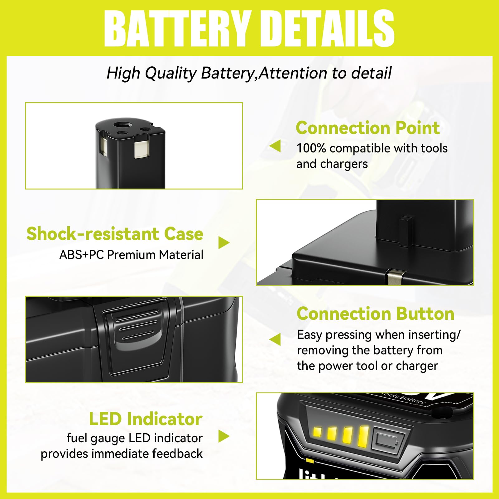 VANON Replacement for Ryobi 18V Battery 6.0Ah Lithium ion Batteries Replacement for Ryobi Cordless Tools 18V Battery ONE Plus P108 P107 P105 P104 P103 P102,2-Pack