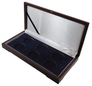 wood display box for 6 large coin capsules/challenge coin mahogany finish