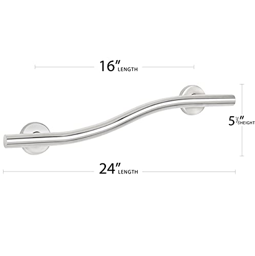 Seachrome 24 inch Bathroom Wave Grab Bar Satin Finish