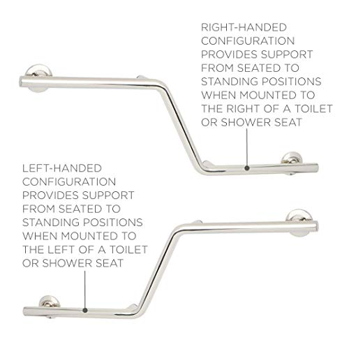 Seachrome Bathroom Grab Bar, 38 inch Stainless Steel, Right Handed Zuma Bar, 1 1/4 inch Diameter, Handicap Grab Bar, Safety Rail, Satin Stainless (Model: GWR-3638-QCR-SS)