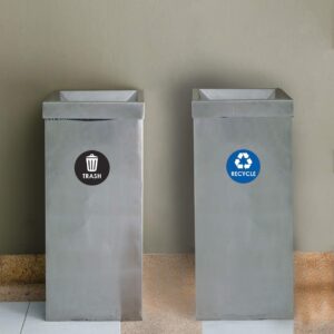 Recycle Sticker Trash Can Decal - 6" Large Recycling Vinyl - 4 Pack (Black & Blue)