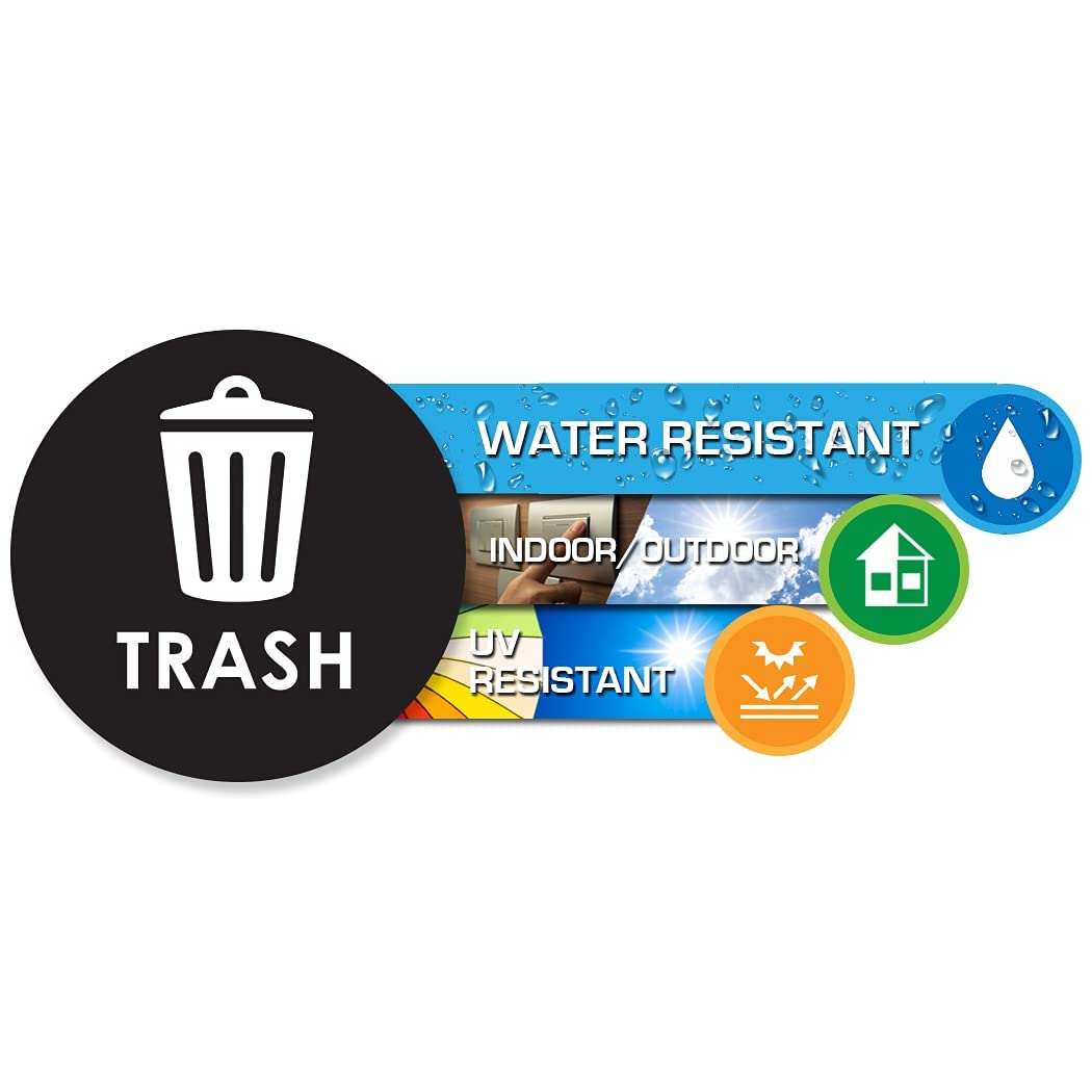 Recycle Sticker Trash Can Decal - 6" Large Recycling Vinyl - 4 Pack (Black & Blue)