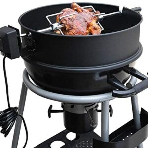 Pugmiia Onlyfire BRK-6025 Enamelled Rotisserie Ring Kit Fits Weber 57CM Charcoal Kettle Grill with Electric Motor for UK fits Most Others 57 cm Kettle BBQ