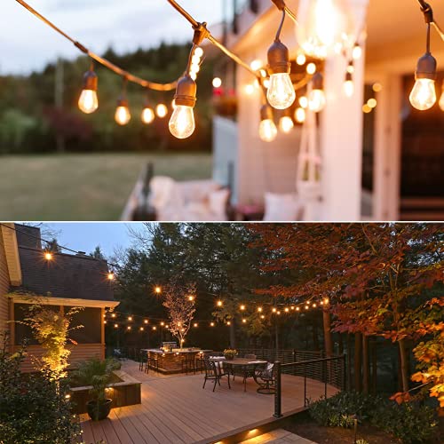 SUNTHIN LED Outdoor String Lights, 2 Pack 48ft Patio Lights Commercial Waterproof Hanging Lights with 0.9W Dimmable Shatterproof Plastic Bulbs for Decor Outside, Backyard, Party, Porch, Bistro, Garden