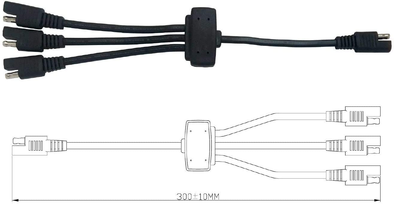 Sunway Solar Battery Charger SAE Adapters Connector,Solar Panel Combiner 3 to 1 Extension Wire for Expanding Solar Panel Battery Charger & Maintainer to One 12 Volt Battery