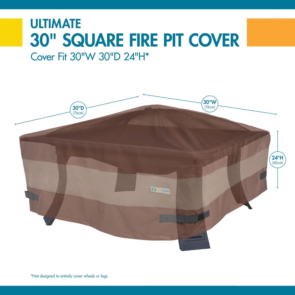 Duck Covers Classic Accessories Ultimate Waterproof Square Fire Pit Cover, 30 Inch