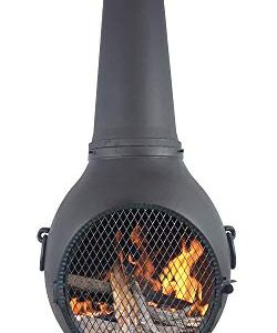 The Blue Rooster Prairie Chiminea Outdoor Fireplace - Wood Burning Cast Aluminum Deck or Patio Firepit