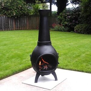 The Blue Rooster Prairie Chiminea Outdoor Fireplace - Wood Burning Cast Aluminum Deck or Patio Firepit