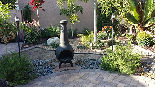 The Blue Rooster Prairie Chiminea Outdoor Fireplace - Wood Burning Cast Aluminum Deck or Patio Firepit