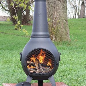 The Blue Rooster Prairie Chiminea Outdoor Fireplace - Wood Burning Cast Aluminum Deck or Patio Firepit