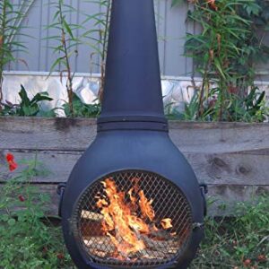 The Blue Rooster Prairie Chiminea Outdoor Fireplace - Wood Burning Cast Aluminum Deck or Patio Firepit