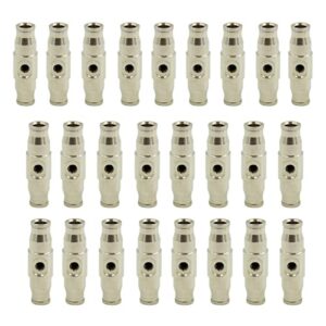 legines 25pcs nickel plated brass push to connect fitting for high pressure misting system, misting coupling slip lock (one hole), 1/4" tube od, straight union