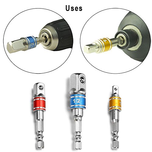 3pcs Flexible Drill Bit Extension Set,Christmas Stocking Stuffers for Men Adults Dad,1/4 3/8 1/2" Hand Power Wrench Ratchet Drill Adapter Driver Bit Hex Nut,Cool Stuff Gadgets for Birthday Gifts Ideas