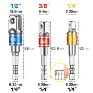 3pcs Flexible Drill Bit Extension Set,Christmas Stocking Stuffers for Men Adults Dad,1/4 3/8 1/2" Hand Power Wrench Ratchet Drill Adapter Driver Bit Hex Nut,Cool Stuff Gadgets for Birthday Gifts Ideas