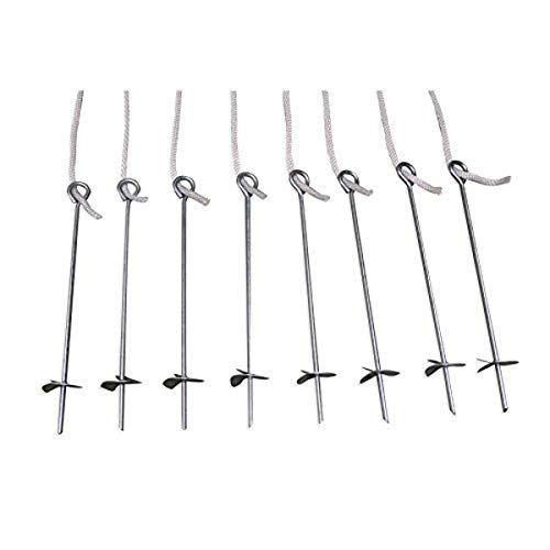 Impact 15-Inch Spike and Rope Auger Anchor Kit to Secure Pop Up Carport Canopy, Set of 8