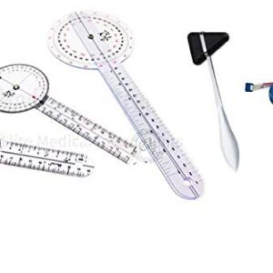 EMI EGM-650 5 Piece Physical Therapy Set - Goniometer 12 inch, 8 inch, 6 inch, Taylor Hammer, & Tape Measure