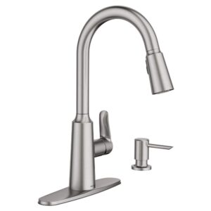 moen 87028srs edwyn spot resist sta inless 1handle deck mount pulldown kitchen faucet, 7.5, stainless steel