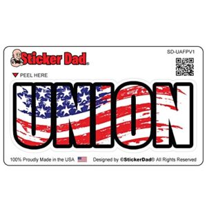 union american flag pride v1 full color printed sticker by stickerdad® - (size: 4" x 1.5" color: full) - hard hat, helmet, windows, walls, bumpers, laptop, lockers, etc.