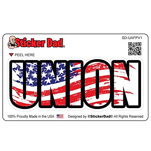 UNION American Flag Pride V1 Full Color Printed Sticker by StickerDad® - (size: 4" x 1.5" color: Full) - Hard Hat, Helmet, Windows, Walls, Bumpers, Laptop, Lockers, etc.