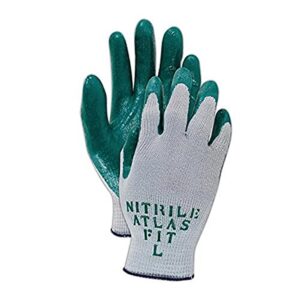 showa best 350m showa best glove atlas fit 350 pf knit glove with nitrile palm coating, green, medium (pack of 12)