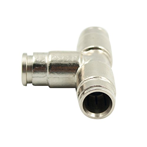 Legines 10pcs Nickel Plated Brass Push to Connect Fitting for High Pressure Mist Cooling System, Misting Tee Slip Lock, 3/8" Tube OD