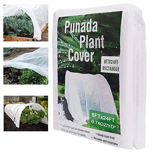 punada Plant Covers Freeze Protection, 8Ft x 24Ft Plant Cover for Winter Frost Cloth Plant Freeze Protection Frost Cover Blanket Row Cover for Vegetables Raised Beds Cold Weather(Frame not Include)