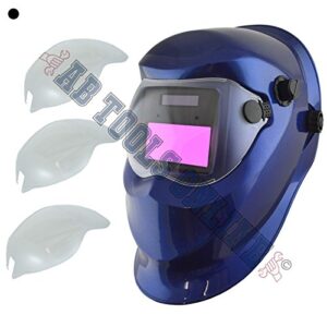 Auto Darkening Welders Helmet Mask Welding Grinding Blue & 3 x Lens Cover