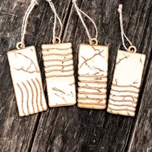 ornament - elemental stones - set of 4 - raw wood 2x4in