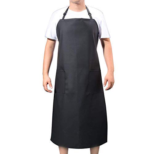 VWELL Rubber Vinyl Waterproof Apron for Men Women, Dishwashing, Chemical Lab Work Apron Butcher Apron PVC Grooming Apron