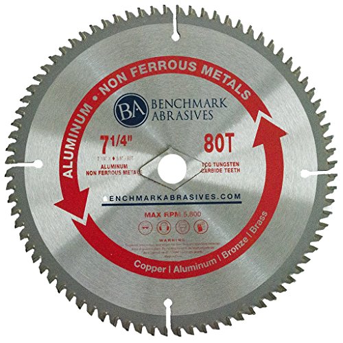 Benchmark Abrasives 7-1/4" TCT Saw Blade with 5/8" Arbor, Circular Saw Blades for Cutting Plastic Aluminum Non-Ferrous Metals Fiberglass, Smooth Cutting ‎(7-1/4" - 80 Teeth)