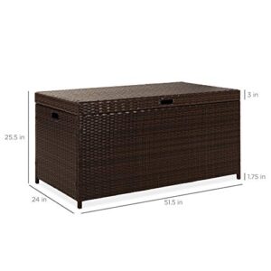 Best Choice Products 136 Gallon Large Deck Box Indoor Outdoor Storage Wicker Furniture, Organization for Patio, Living Room, Bedroom, Cushions, Pool Accessories w/Safety Pneumatic Hinges - Brown