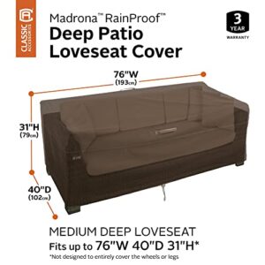 Classic Accessories Madrona Rainproof 76 Inch Deep Seated Patio Loveseat Cover