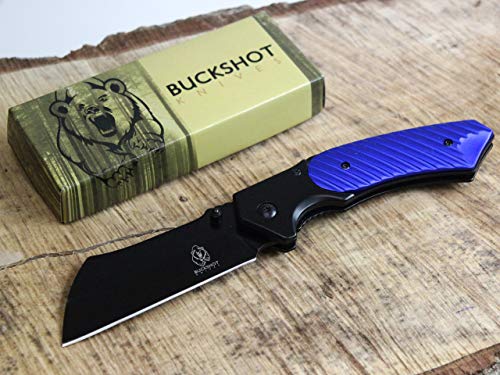 Wartech Buckshot Thumb Open Spring Assisted Stainless Steel Handle with Inlay Classic Razor Pocket Knife (PBK205BL)
