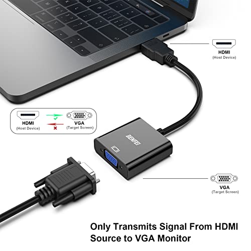 BENFEI HDMI to VGA, Gold-Plated HDMI to VGA Adapter (Male to Female) Compatible for Computer, Desktop, Laptop, PC, Monitor, Projector, HDTV, Chromebook, Raspberry Pi, Roku, Xbox and More - Black