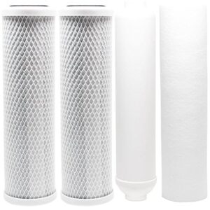 compatible with replacement filter kit for watts ro-tfm-5sv ro system - includes carbon block filters, pp sediment filter & inline filter cartridge by cfs