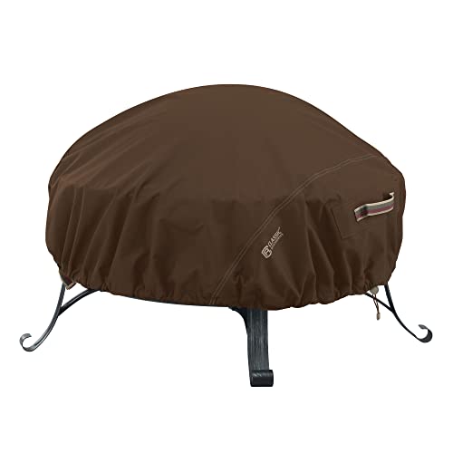 Classic Accessories 55-833-046601-RT Madrona Rainproof 44 Inch Round Fire Pit Cover, 44" Dia x 12" H, Dark Cocoa