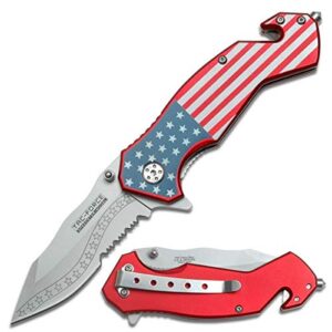 sairusplay 7.25" tac force usa american flag spring assisted folding pocket knife u.s.