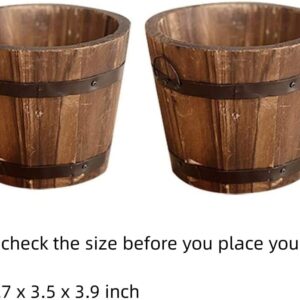 CoscosX 3 Pcs Rustic Wooden Bucket Flower Planter Patio Garden Backyard Planter Outdoor Indoor Home Decor