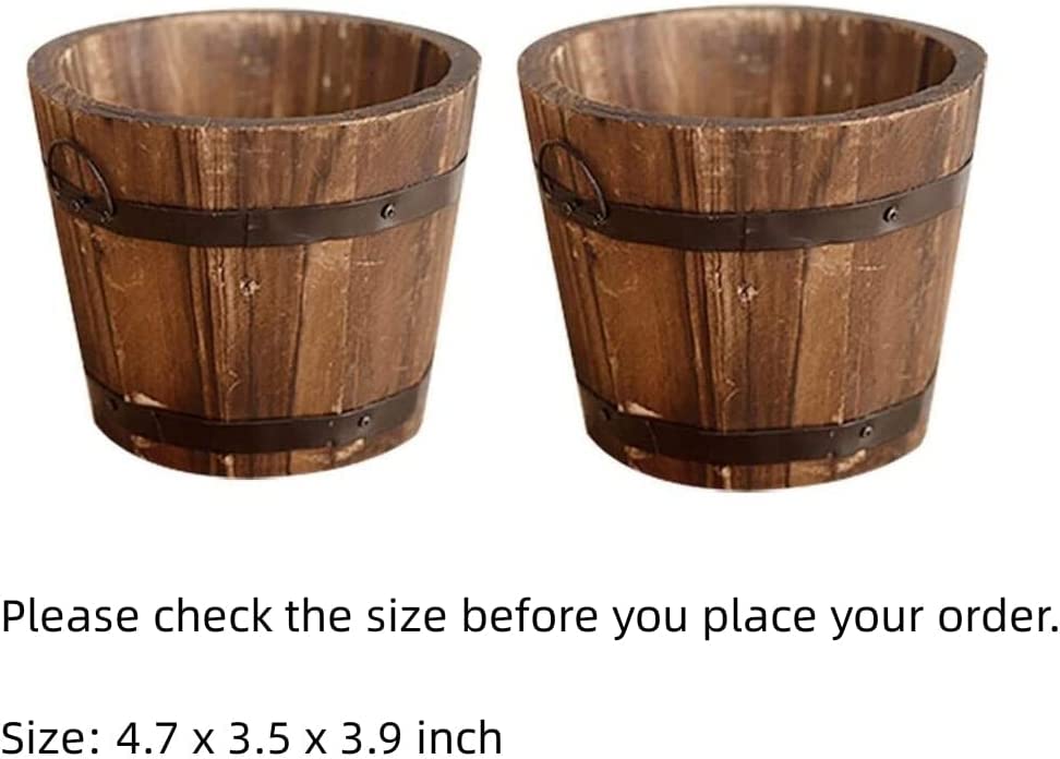 CoscosX 3 Pcs Rustic Wooden Bucket Flower Planter Patio Garden Backyard Planter Outdoor Indoor Home Decor