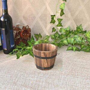 CoscosX 3 Pcs Rustic Wooden Bucket Flower Planter Patio Garden Backyard Planter Outdoor Indoor Home Decor