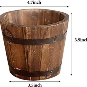 CoscosX 3 Pcs Rustic Wooden Bucket Flower Planter Patio Garden Backyard Planter Outdoor Indoor Home Decor