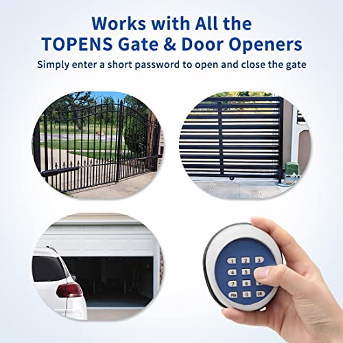 TOPENS TKP3 Wireless Keypad Keyless Entry Keypad Digital Code Panel Security Control for Automatic Swing Sliding Gate Opener Garage Door Opener, Remote Operator Accessory for Outdoor Use