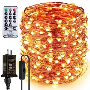 outlet！zaecany led string lights 99ft 300 leds fairy string lights with switch/timer, indoor/outdoor copper string lights with remote, for birthday, wedding, christmas decor,plug in/8 modes warm white
