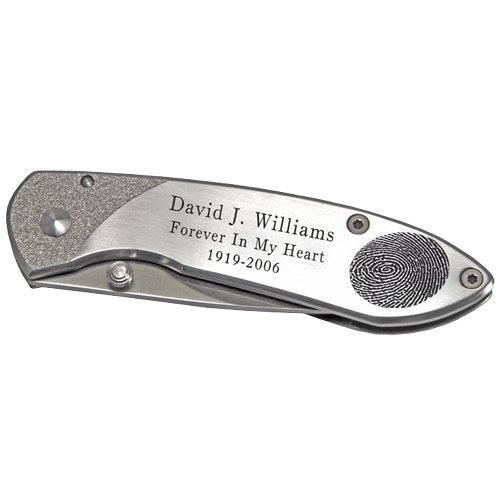 Buck Custom Engraved Stainless Steel Pocket Knife (Fingerprint + Text Engraving)