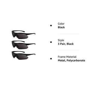 Golden Scute Tinted Safety Glasses, Anti Fog Safety Eyewear, UV Protection Safety Sunglasses, Nemesis Satety Glasses (3 Pairs, Black)