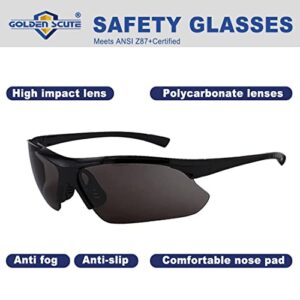 Golden Scute Tinted Safety Glasses, Anti Fog Safety Eyewear, UV Protection Safety Sunglasses, Nemesis Satety Glasses (3 Pairs, Black)