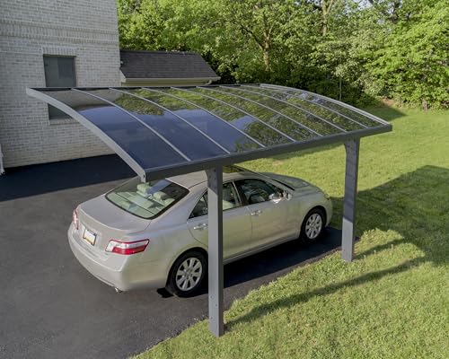 Palram - Canopia Arizona 10 Ft. x 16 Ft. x 9 Ft. Breeze 5000 Single Carport Aluminum Metal Frame and Polycarbonate Panels Car Port for Outdoor Driveway Car, Truck, RV, Boat Storage (Gray/Bronze)